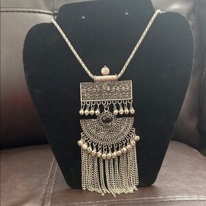 Intricate Silver Tribal Necklace with Pendant